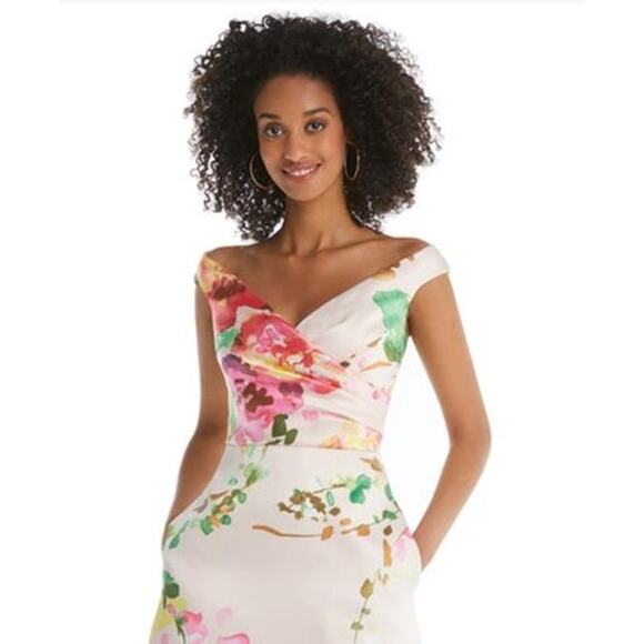 ALFRED SUNG Dress Size 24W NEW NWOT Pockets Pink V Neck Floral - Picture 8 of 8